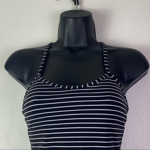 Lululemon Power Y Tank *Luon Black White Stripe Built In Bra Shelf - Picture 4 of 9